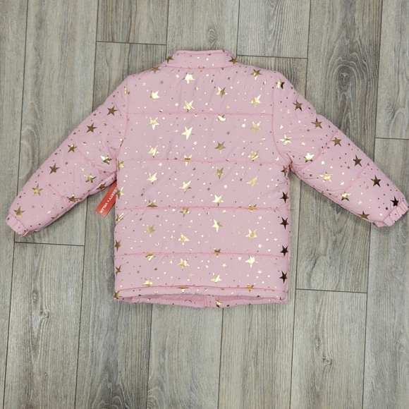 Liberty and Valor Size 10/12 Large Pink Puffer Jacket with Gold Stars NWT - Picture 2 of 5